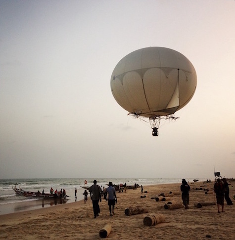 camera hung on a balloon