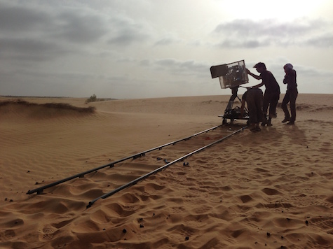 the team filming in the desert